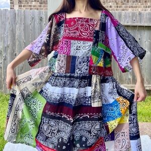 Handmade Rainbow Quilted Bandana Dress – SKU 08022
